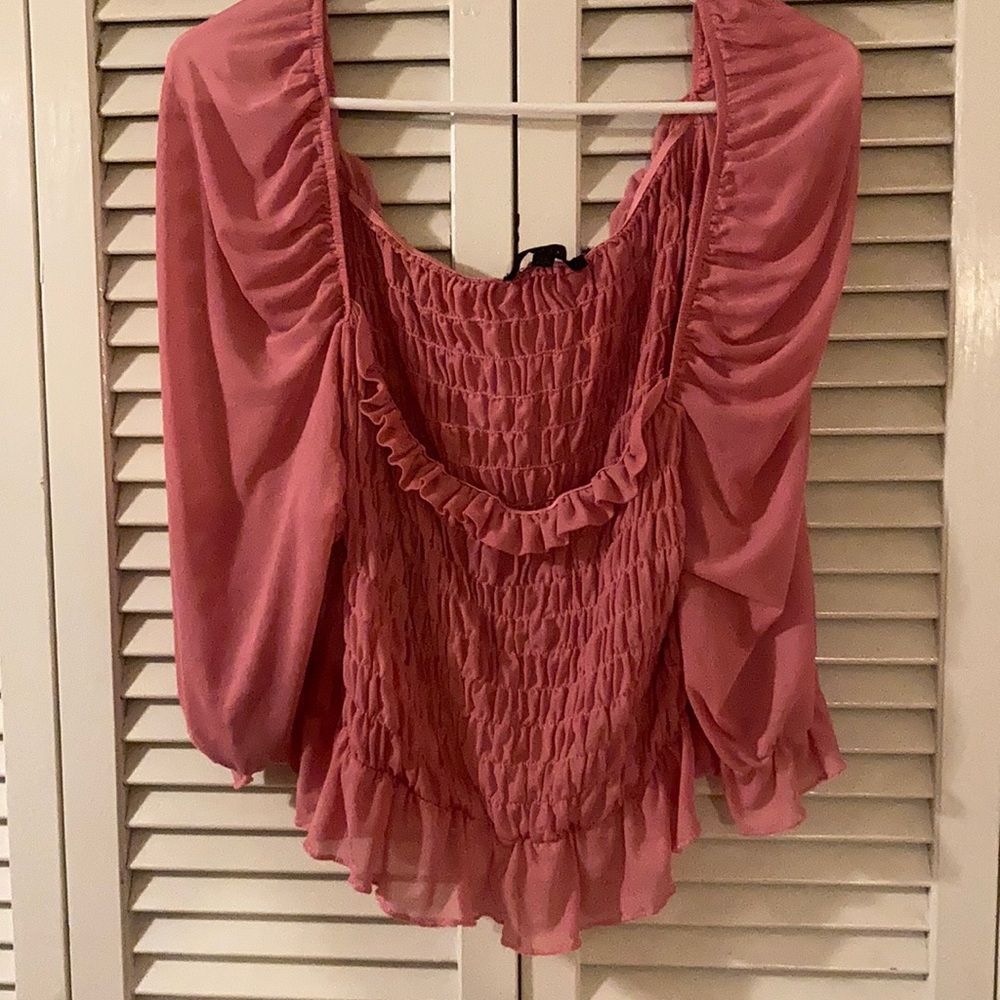Puffy Sleeve Pink Blouse. So Cute!